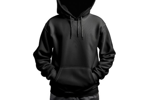 Schwarzer männlicher Hoodie mit Abschnittspfad für Design-Mockup