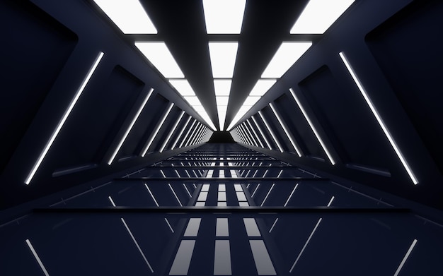 Schwarzer Neontunnel 3D-Rendering