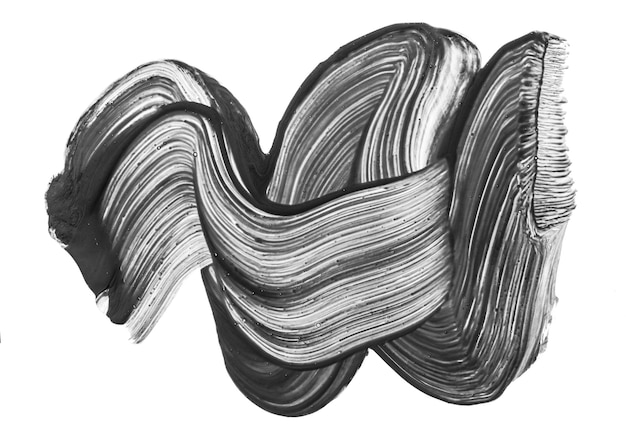 Schwarzer pinselstrich isoliert auf weißem hintergrund abstrakter strich in ölfarbe aquarell-pinselstrich design-mockup