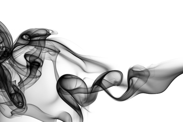 Schwarzer Rauch abstrakt auf weißem Hintergrund Branddesign Toxischer Rauch