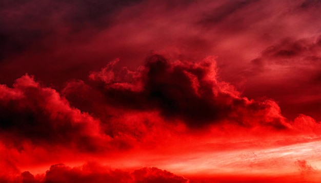 Schwarzer roter Himmel mit Wolken Feuriger Sonnenuntergang Nacht dramatischer Himmelhintergrund mit Raum für Design