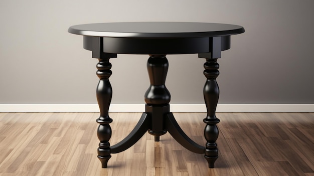 Schwarzer Tisch mit Holzbeinen
