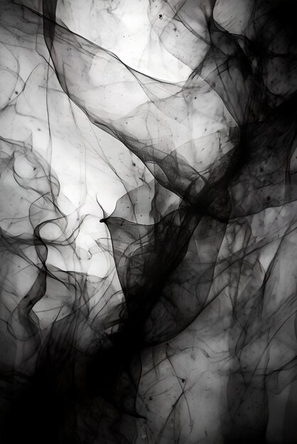 Schwarzer transparenter Seidenstoff, monochromes Chaos Ai generative Kunst