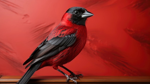 Schwarzer Vogel auf roter Wand Kopieren Sie das Hintergrundbild