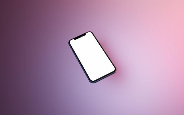 Schwarzes Handy, das auf rosa Hintergrundwiedergabe mit leerem Kopienraum schwimmt. Telefonbildschirmmodell und verschiedene Folien, die in 3D-Rendering schweben. App-Schnittstelle, ux-UI und Konzept für Webdesign-Vorlagen
