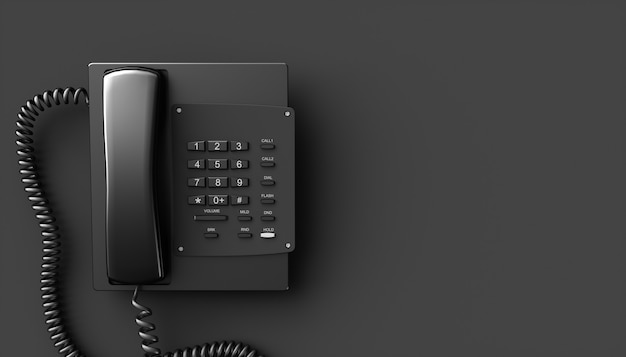 Schwarzes Haupttelefon auf einem schwarzen Hintergrund, 3d Illustration