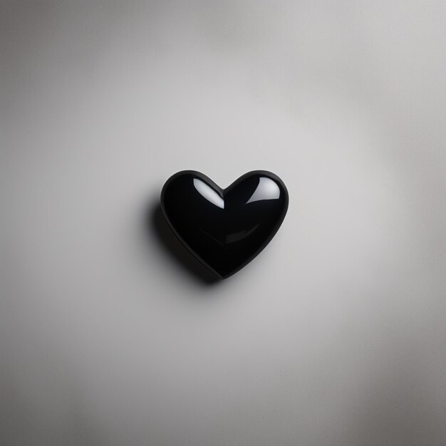schwarzes Herz auf weißem Hintergrund 3D-Rendering 3D-Illustration