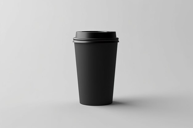 Schwarzes Kaffeetassen-Mockup aus Papier, 3D-Rendering isoliert auf weißem Hintergrund