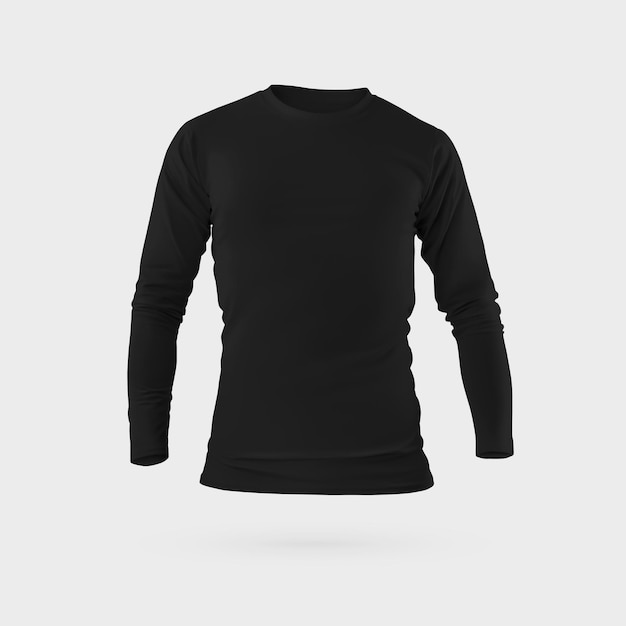 Schwarzes, langärmliges Herren-Sweatshirt mit Rundhalsausschnitt