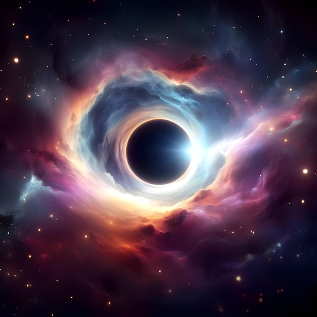 Schwarzes Loch mit einer hellen, realistischen Farbe