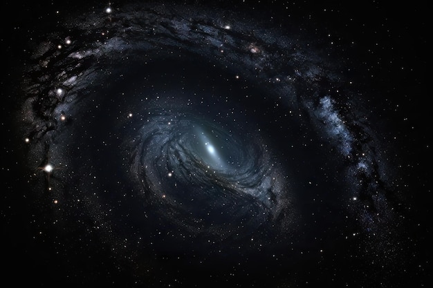 Schwarzes Loch umgeben von Sternen und Galaxien mit Blick auf den Kosmos in voller Pracht