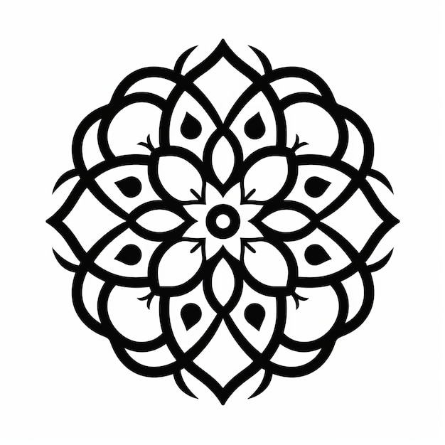 Schwarzes Mandala-Design Persönliche Ikonographie mit Blumenmustern