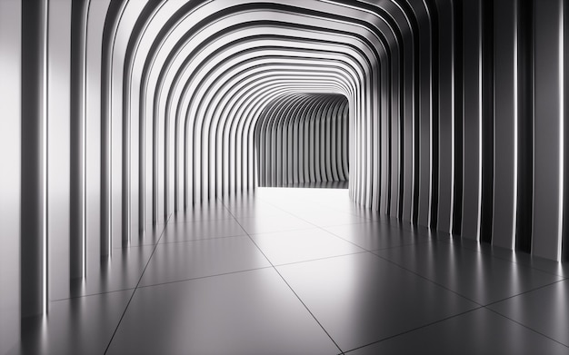 Schwarzes metallisches abstraktes Tunnel 3D-Rendering