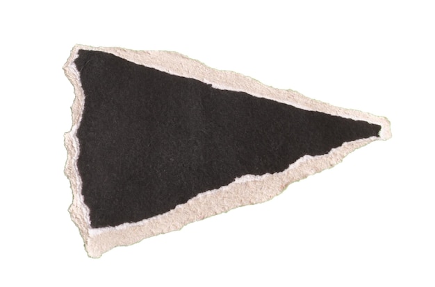 Schwarzes Papier gerahmter Text in Form eines Dreiecks zerrissen Leere alte Papiervorlage