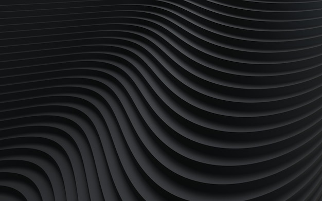 Schwarzes Papier schnitt abstrakten Hintergrund minimalistisches modernes Design für Geschäftspräsentationen abstraktes Papierposter mit wellenförmigen Schichten 3D-Rendering