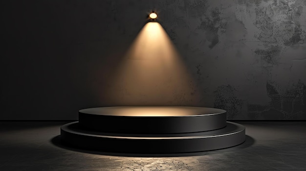 Schwarzes Podium mit Spotlight 3D-Rendering