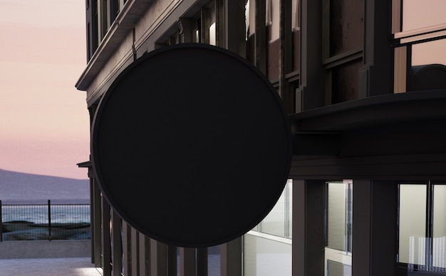 Foto schwarzes schild an der gebäudefassade