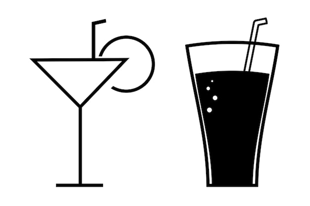 Schwarzes Symbol von zwei Gläsern auf weißem Hintergrund