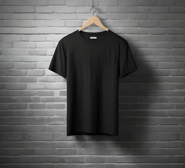 Schwarzes T-Shirt-Mockup mit Backstein-Hintergrund ai generieren