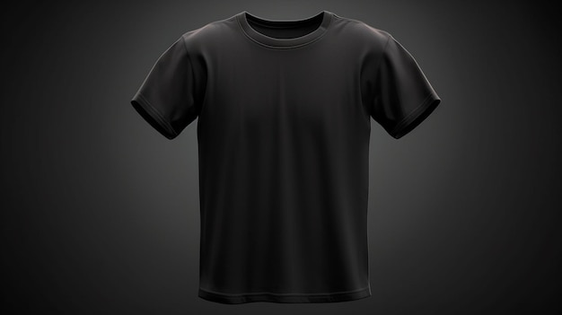 Schwarzes T-Shirt-Modell, Vorderansicht, generative KI