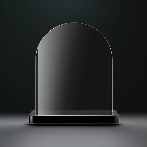 schwarzes ultra-realistisches 3D-Premium-Flachglas-Podium abgerundet