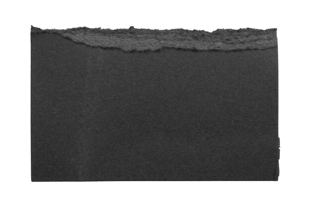 Schwarzes zerrissenes papier zerrissene kantenstreifen isoliert auf weißem hintergrund