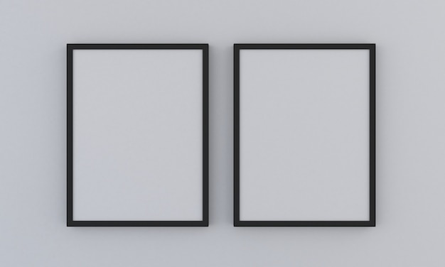 Schwarzes zwei vertikales Rahmenmodell auf grauem Hintergrund