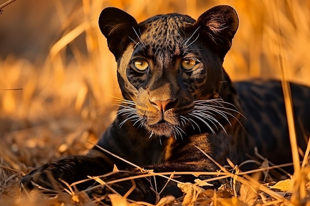 Foto schwarzfleckiger panther in der natur