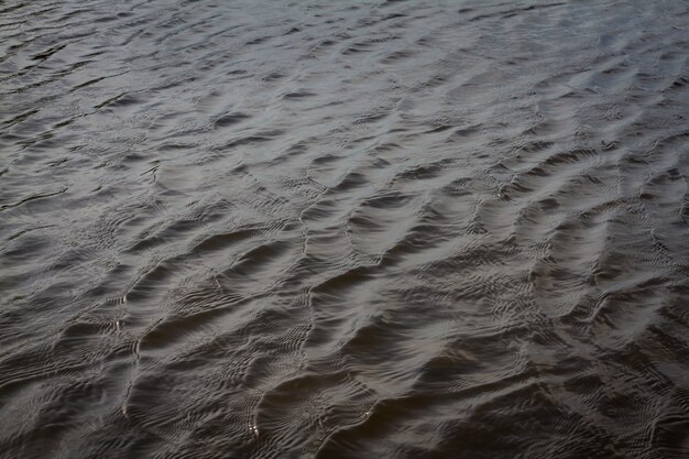 Schwarzweiss-Wasseroberfläche mit hellen Sonnenlichtreflexionen