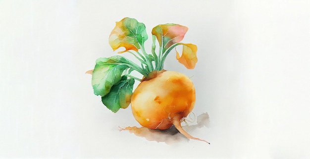 Schwede. Aquarell auf weißem Papierhintergrund. Illustration von Gemüse und Grüns