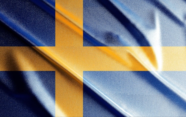 Schweden 3D-Flagge, schöne Landesflagge der Welt, Hintergrund, Banner, Postr, abstrakt.