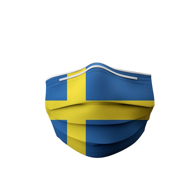 Schweden-Flagge medizinische Schutzmaske d-Rendering