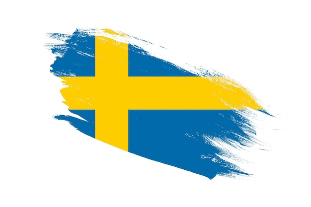 Schweden-Flagge mit Pinselstrich-Effekten auf isoliertem weißem Hintergrund