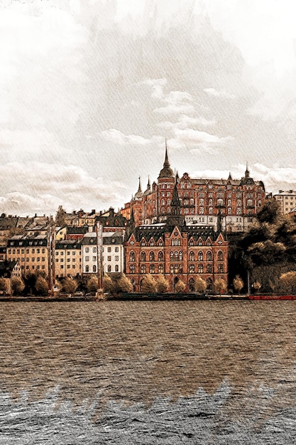 Foto schweden stockholmer farbbleistiftlandschaft