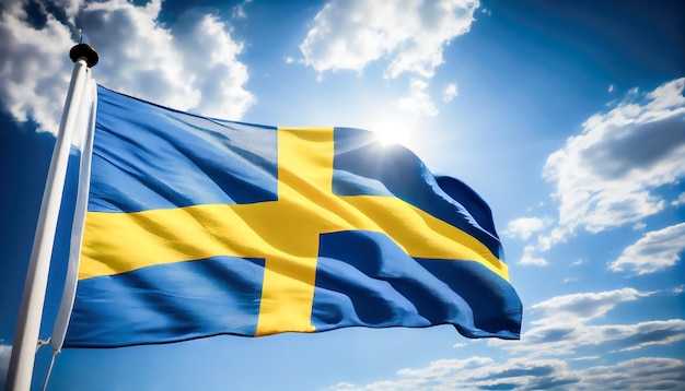 Schwedische Flagge an einem sonnigen Tag Generative KI