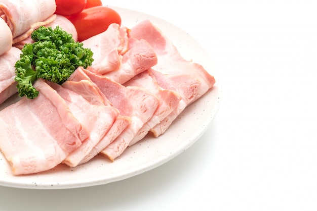 Schweinefleisch Speck in Scheiben geschnitten