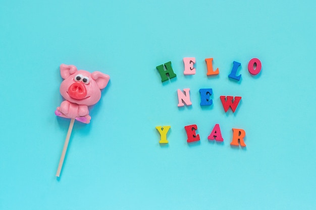 Schweinelutscher und Text Hallo Neues Jahr