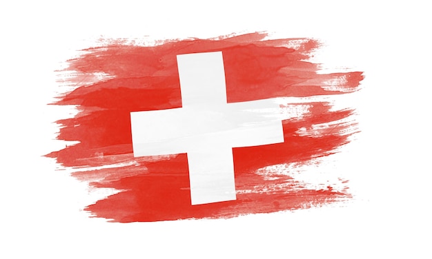 Schweiz Flagge Pinselstrich, Nationalflagge auf weißem Hintergrund