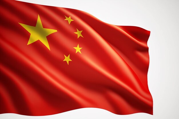 Schwenkende chinesische Flagge mit interessanten Texturen. Schwenkende chinesische Nationalflagge. Banner mit der Flagge von China