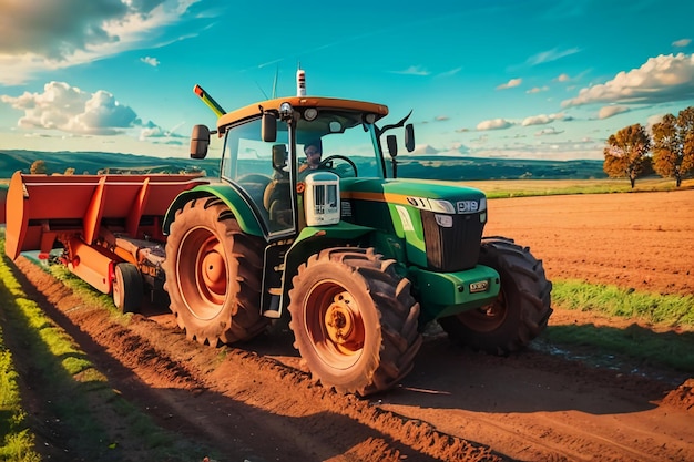 Schwere landwirtschaftliche Traktoren, Ackerlandgeräte, mechanisierte landwirtschaftliche Geräte, Tapetenhintergrund