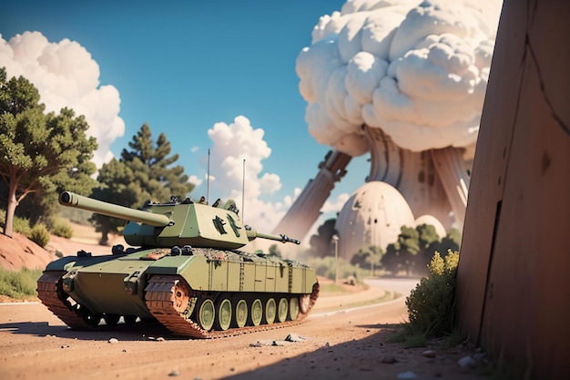 Schwere Panzer-Kriegswaffe, Armee-Angriffsausrüstung, militärische Tapete, Hintergrundillustration