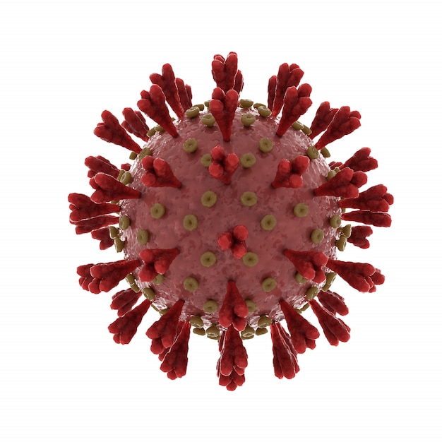 Schweres akutes respiratorisches Syndrom Coronavirus 2, SARS-CoV-2, das eine auf Weiß isolierte COVID-19-Krankheit verursacht. Schneiden Sie den 3D-Render eines infektiösen Virus im menschlichen Körper aus. Medizinisches Konzept der ansteckenden Krankheit