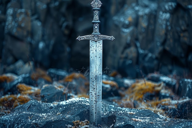 Schwert auf Felsen