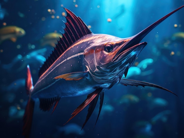 Schwertfisch in seinem natürlichen Lebensraum Wildtierfotografie Generative KI