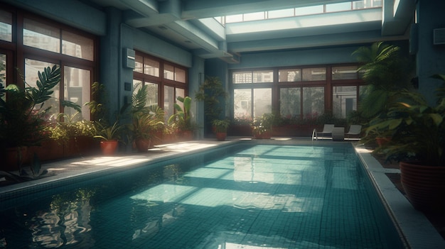 Schwimmbad im Luxushotel Generative Ai