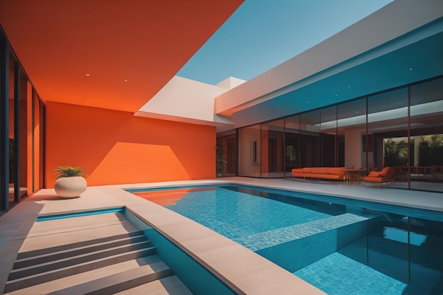 Schwimmbad in einer modernen Villa ai generative