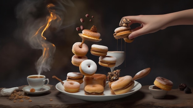 Schwimmende Donuts Illustration AI Generativ