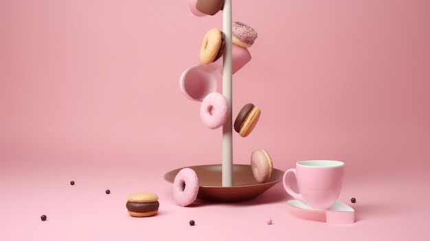 Schwimmende Donuts Illustration AI Generativ