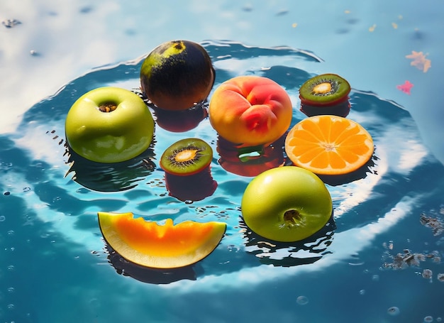 Foto schwimmende früchte