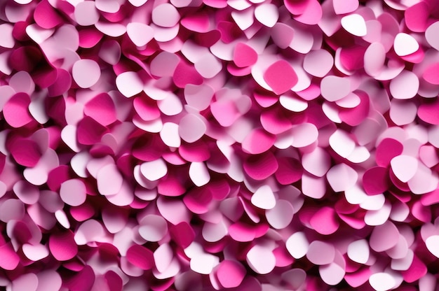 Foto schwimmende rosa und rote konfetti auf romantischem hintergrund